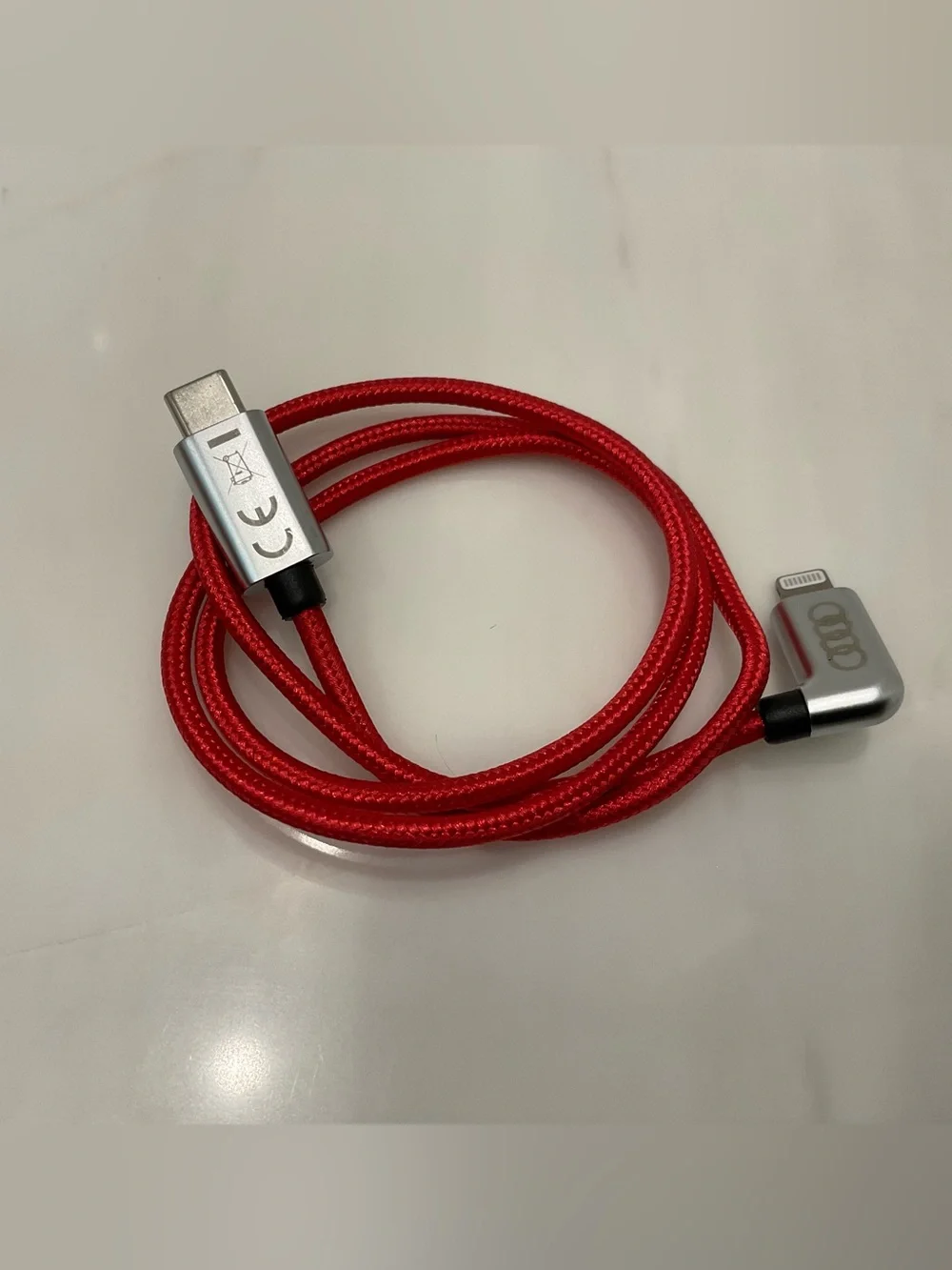 AUDI USB-C to LIGHTNING Braided Charging Cable - 27” long - RED - R56